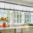 thumbnail image 4 of 2 Pack Farmhouse Black Valance for Window White Stripes Decoration Kitchen Valance Rod Pocket Short Curtain Topper Decorative Window Treatment for Living Room Bedroom 42"x12", 4 of 8