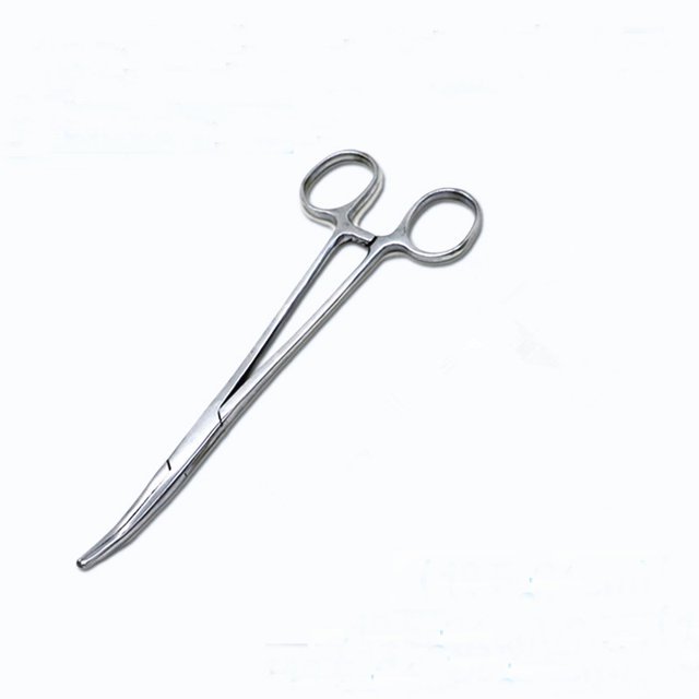 Pinzas hemostáticas, tijeras para mascotas de acero inoxidable para perros y gatos, abrazadera para el pelo de oreja, tijeras de pesca, herramientas (18CM dobladas)