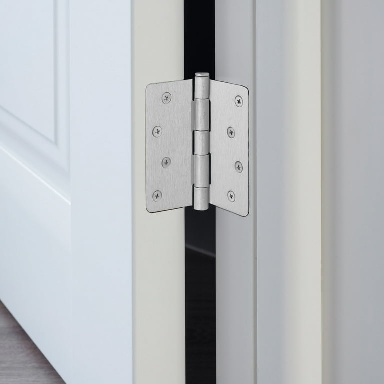 Door Hinges for Interior Doors 3 Pack 4 inch x 4 inch Design House 1 4 inch Radius Steel Door Hinge Door Hardware Satin Nickel 181537