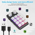 thumbnail image 3 of Wireless One Handed Gaming Keyboard Custom Macro Keyboard 12-Key uwBT Red Switch Hot-Swappable for Gaming and Design PS 3D MAX AE AI Custom Keyboard, 3 of 6