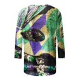 thumbnail image 5 of PMUYBHF Mode Femme Carnaval Imprimé Numérique Décontracté Manches Trois-Quarts Col Rond T-Shirt Haut 8015 TG, 5 of 5