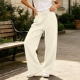 thumbnail image 2 of Vynhevius Women's Fleece Lined Sweatpants Wide Leg High Waist Drawstring Casual Lounge Athletic Travel Pants, 2 of 7