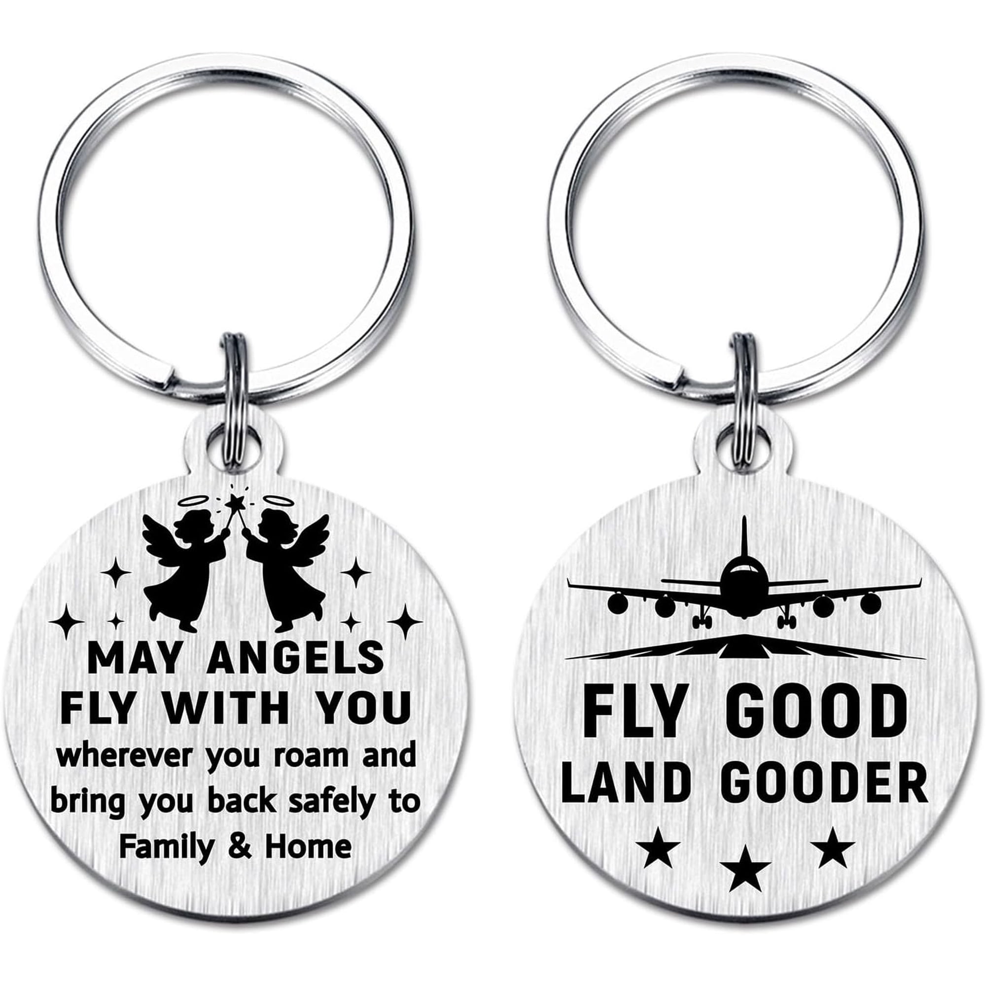 Pilot Gifts for Men Women - Engraved Metal Travel Safe Quote Keychain - Birthday Graduation Christmas Key Chain Gift for Travellers Flight Attendants Pilots