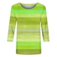 thumbnail image 2 of Womens 3/4 Sleeve Tops, Ladies Trendy Striped Graphic Print Crewneck Tshirts Base Tee Casual T-Shirts, Yellow-A 2XL, 2 of 6