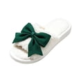 thumbnail image 2 of JUSLIO Slippers for Women, Indoor House Slippers Open Toe Slides Slip On Fuzzy Plush Flat Sole Non Slip Slippers Army Green, 2 of 6
