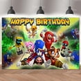thumbnail image 3 of Fondo de Sonic para fiesta de cumpleaños de niños, decoración de dibujos animados de erizo, fondo para fotografía, pancarta, póster, utilería para estudio de baby shower, 3 of 5