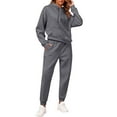 thumbnail image 4 of longantii 2 Piece Sets for Women 2025 Fall Travel Outfits Long Sleeve Tracksuit Joggers Hoodie Sweatsuit Sets Oversized Sweatshirt Baggy Comfy Sweatpants Matching Set with Pockets Dark Gray XXL, 4 of 7