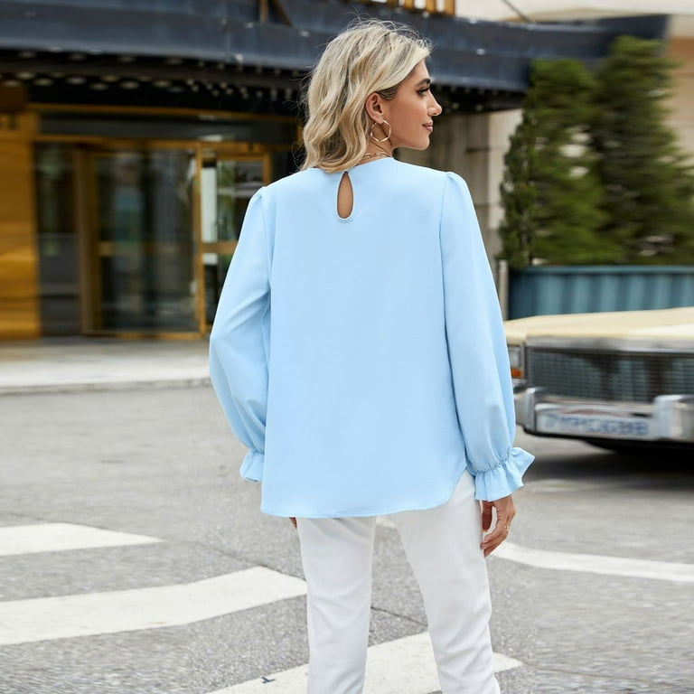 SWSMCLT Women's Long Sleeve Lantern Sleeve Blouse Fashion