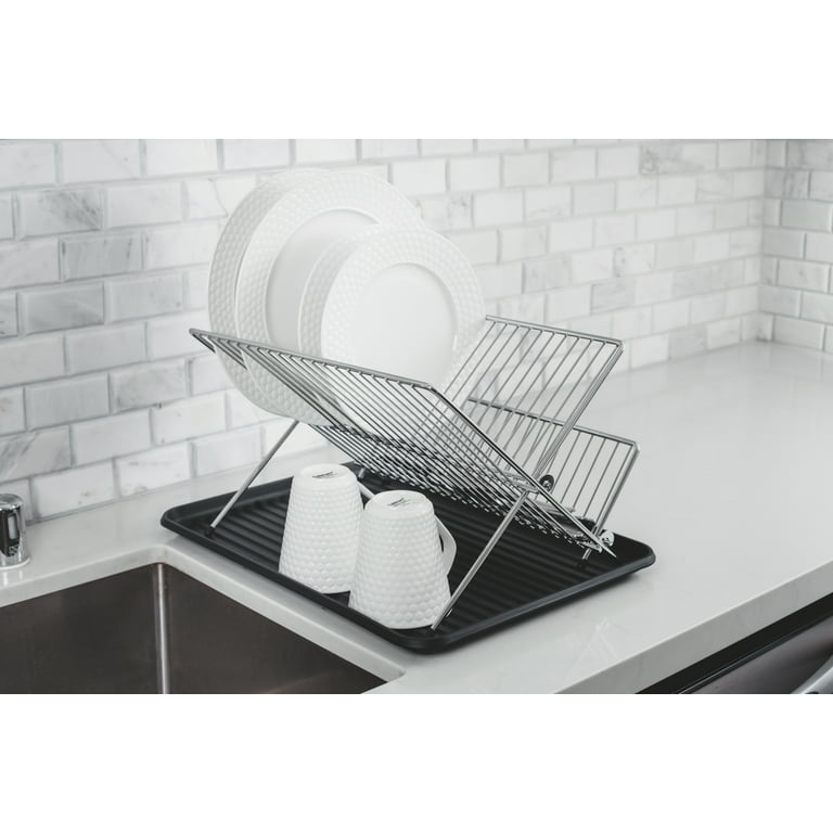 Real Home Folding Dish Rack & Drainboard, Chrome