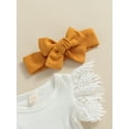 thumbnail image 5 of Jxzom Newborn Baby Girl Summer Outfits 3 6 12 18 Months Flying Sleeve Ribbed Romper Suspender Skirt Headband 3Pcs Clothes Set, 5 of 7