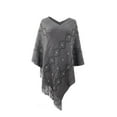 thumbnail image 3 of DPTALR Cape à Rayures Ajourées d'Hiver pour Femmes avec Franges et Châles, 3 of 4