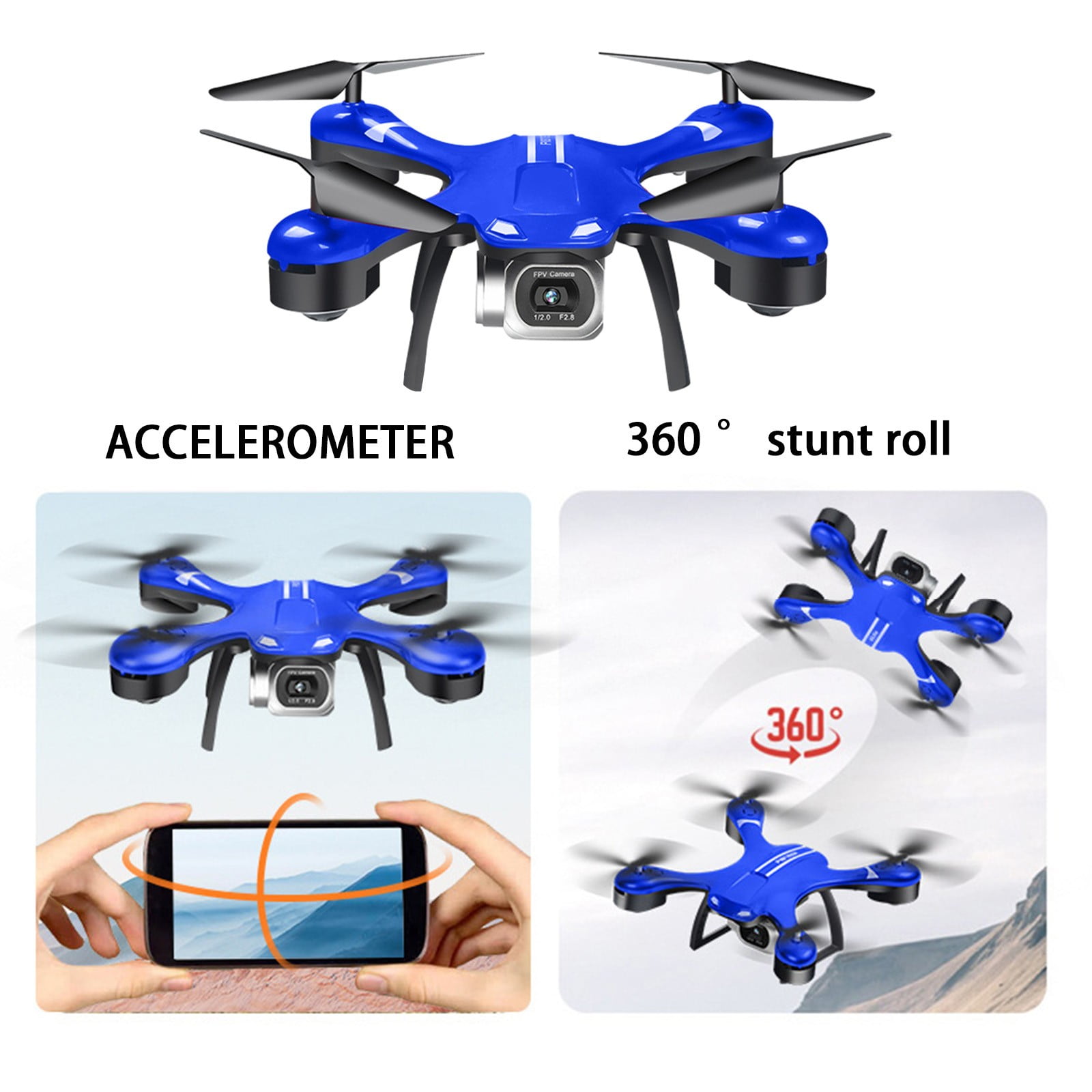 Drone with 8k High-Definition Dual Camera, 360°Stunt Roll, One Click Takeoff And Landing, Remote Control Toys Gifts for Boys And Girls
