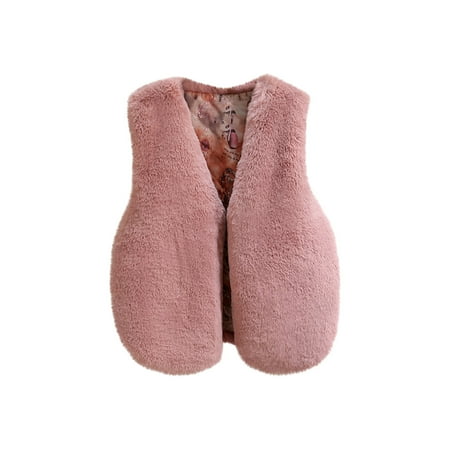

Toddler Boys Girls Fuzzy Vest Plush Sleeveless Soft Waistcoat Outerwear Baby Solid Jacket Winter Fleece Cardigan