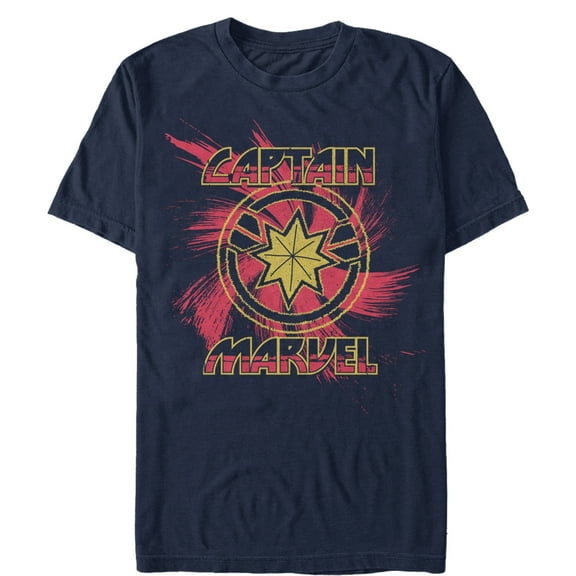 Men's Marvel Captain Marvel Star Symbol Swirl Graphic Tee Navy Blue X Large