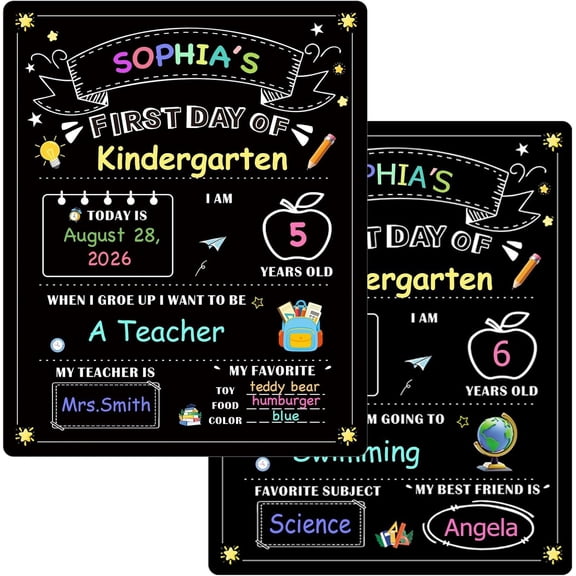of School Board Sign - 10"x12" Double Sided & Erasable 1st and Last Day of School Chalkboard for , to School Supplies Photo Prop for
