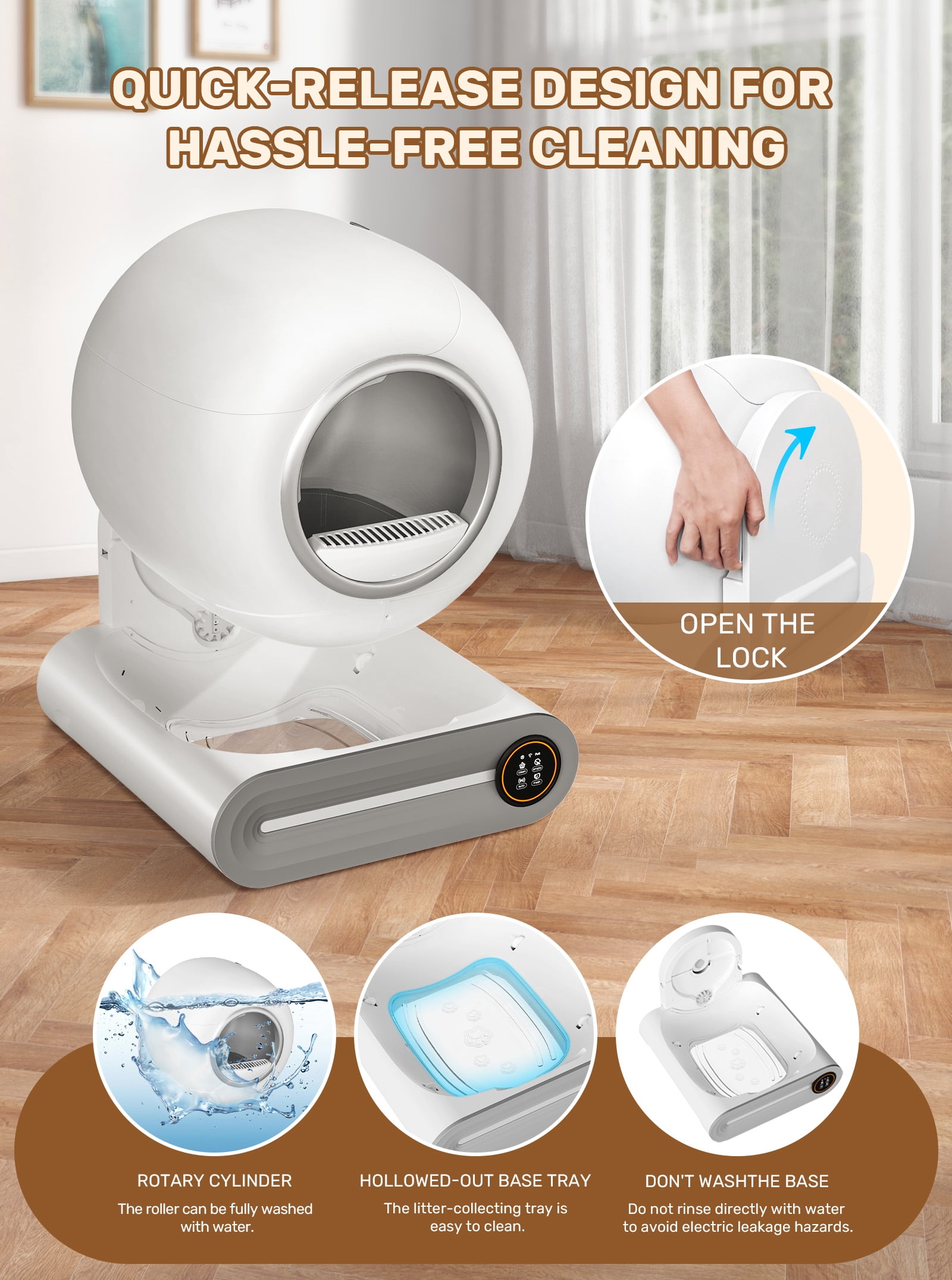 Automatic  Cat Litter Box, Upgraded 65L+9L Extra Large Self Cleaning Litter Box for Multiple Cats, Features negative ion Sterilization and Deodorization, APP Control