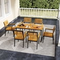 thumbnail image 5 of Gymax 3 PCS Outdoor Dining Set for 6 w/Acacia Wood Tabletop Metal Frame Umbrella Hole, 5 of 10