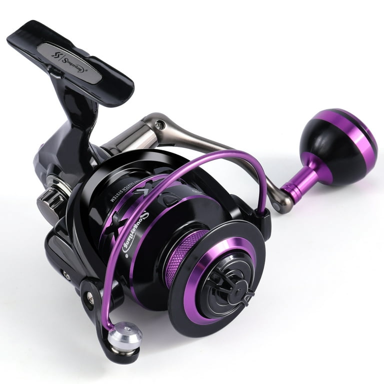 Sougayilang Fishing Reel Lightweight 12+1 Ball Bearings 5.0:1 Ultra Smooth  Purple Spinning Reel for Freshwater