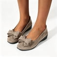 thumbnail image 3 of GERsome Women's Wedge Shoes Round Closed Toe Low Heels Slip On Dress Shoes for Casual Work Wedding Party, Khaki Size 5, 3 of 6
