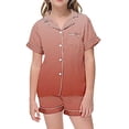 thumbnail image 1 of Ediodpoh Tenues pour Filles 2 Pcs Ensembles Pyjamas pour Enfants Imprimé Graphique Chemise à Manches Courtes à Boutons Shorts Ensemble de Pyjama Ensemble Décontracté pour Enfants Rouge Brique 10-11 Ans, 1 of 7