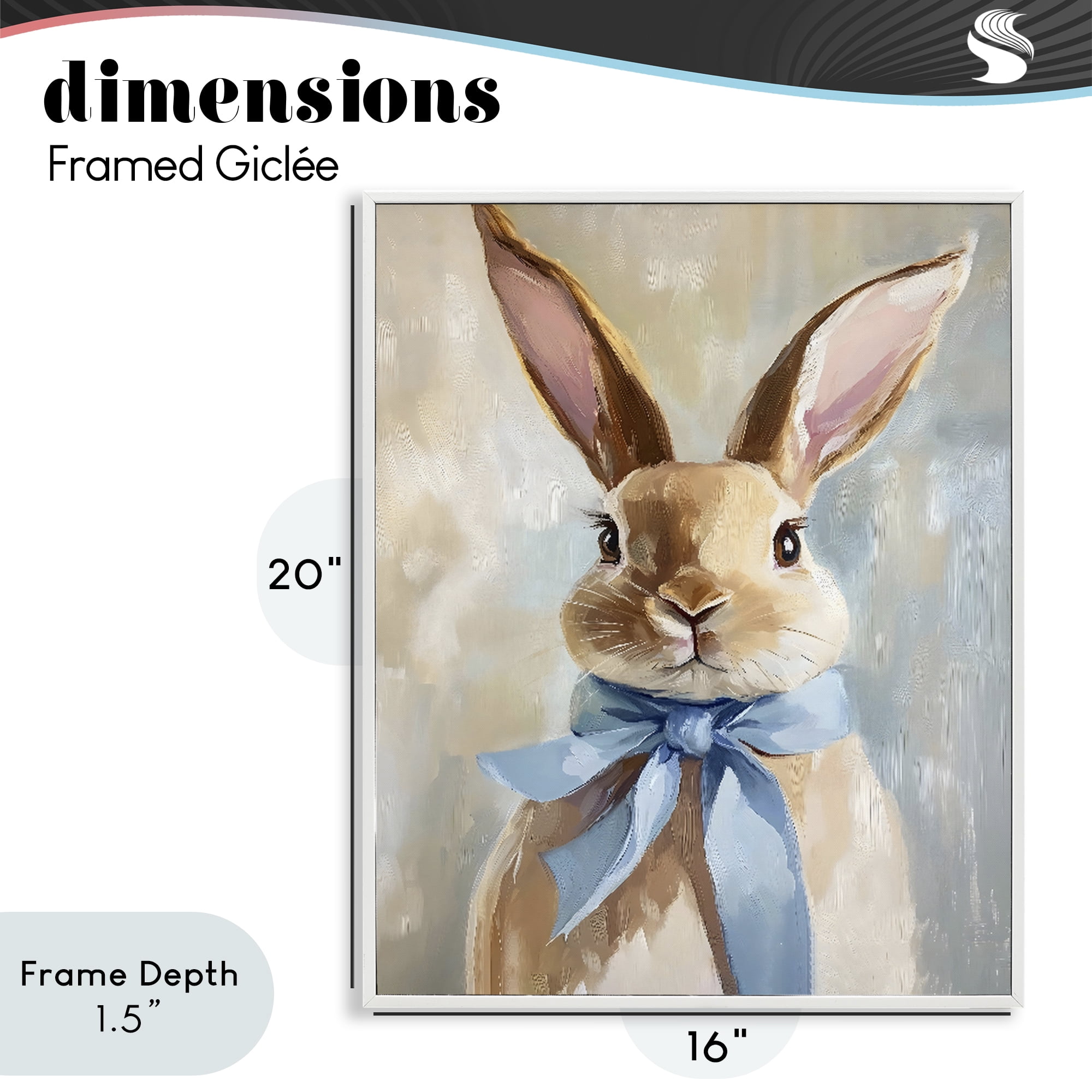 Stupell Industries Bunny with Blue Bow White Framed Giclee Art, design by The Prints Vibe