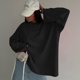thumbnail image 5 of Blusa Mangas Largas Camisa básica para mujer, Top informal con cuello redondo, Top extragrande, traje de vacaciones de Color sólido Ygjytge Negro T L para Mujer, 5 of 6