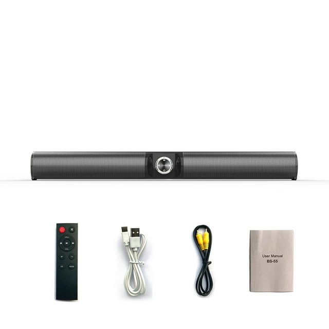 Barra de sonido BS-55 Altavoz BT inalámbrico Escritorio TV Computadora Hogar Juegos al aire libre Perilla de audio Sintonización Batería de 2000 mAh Soporte Entrada de audio de 3,5 mm con control remo