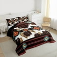 thumbnail image 3 of jejeloiu Mondern Aztec Geometric Full Size Comforter Sets,Rustic Farmhouse Cowhide Bedding Comforter Set,Red Abstract Stripes Bedding Sets For Men Women,Breathable Home Decor Reversible,3-Piece, 3 of 8