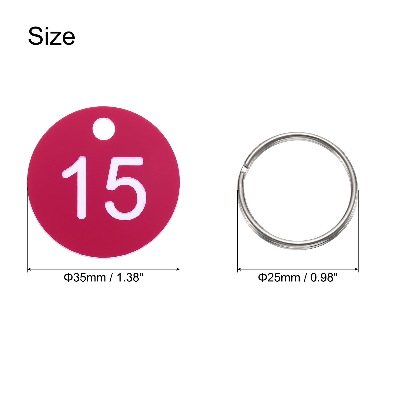 Unique Bargains 30Pcs Durable Round Number Key Tags Rose