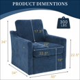 thumbnail image 4 of QianYueLUX Swivel Accent Chair, 360° Swivel Comfy Upholstered Seat for Living Room, Bedroom, Office with Hidden Storage & Dual USB-C Ports, Chenille Fabric, 300lbs Capacity, Navy Blue, 4 of 6