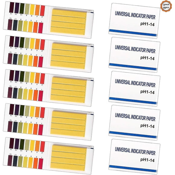 10 hojas de papel para pH, 800 hojas de papel para prueba de pH, tira de pH 1-14, papel de prueba de girasol para probar pH