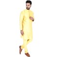 thumbnail image 4 of SKAVIJ Ensemble de Pyjama Kurta pour les Hommes Indiens Robe de Soirée Beige L, 4 of 6
