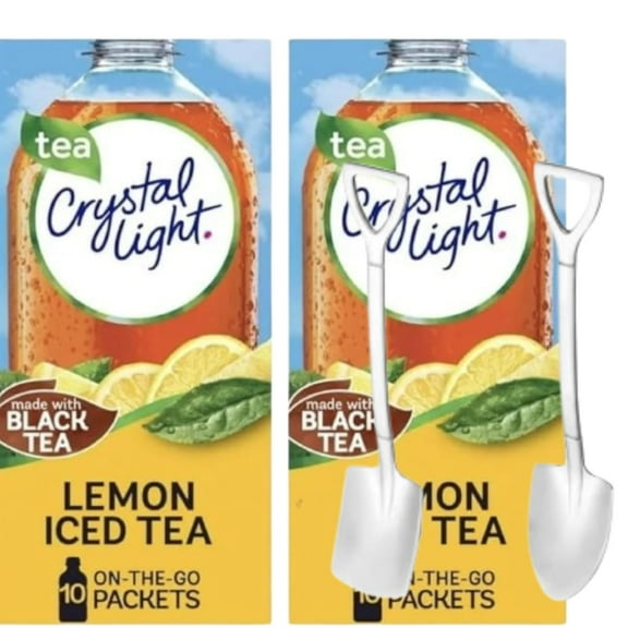 Crystal-Light On The Go Drink Mix - Two (2) Pack of 10pck/0.13oz Pouches - Sugar-Free, Low-Calorie (Lemon Iced Tea) with Shovel Spoon