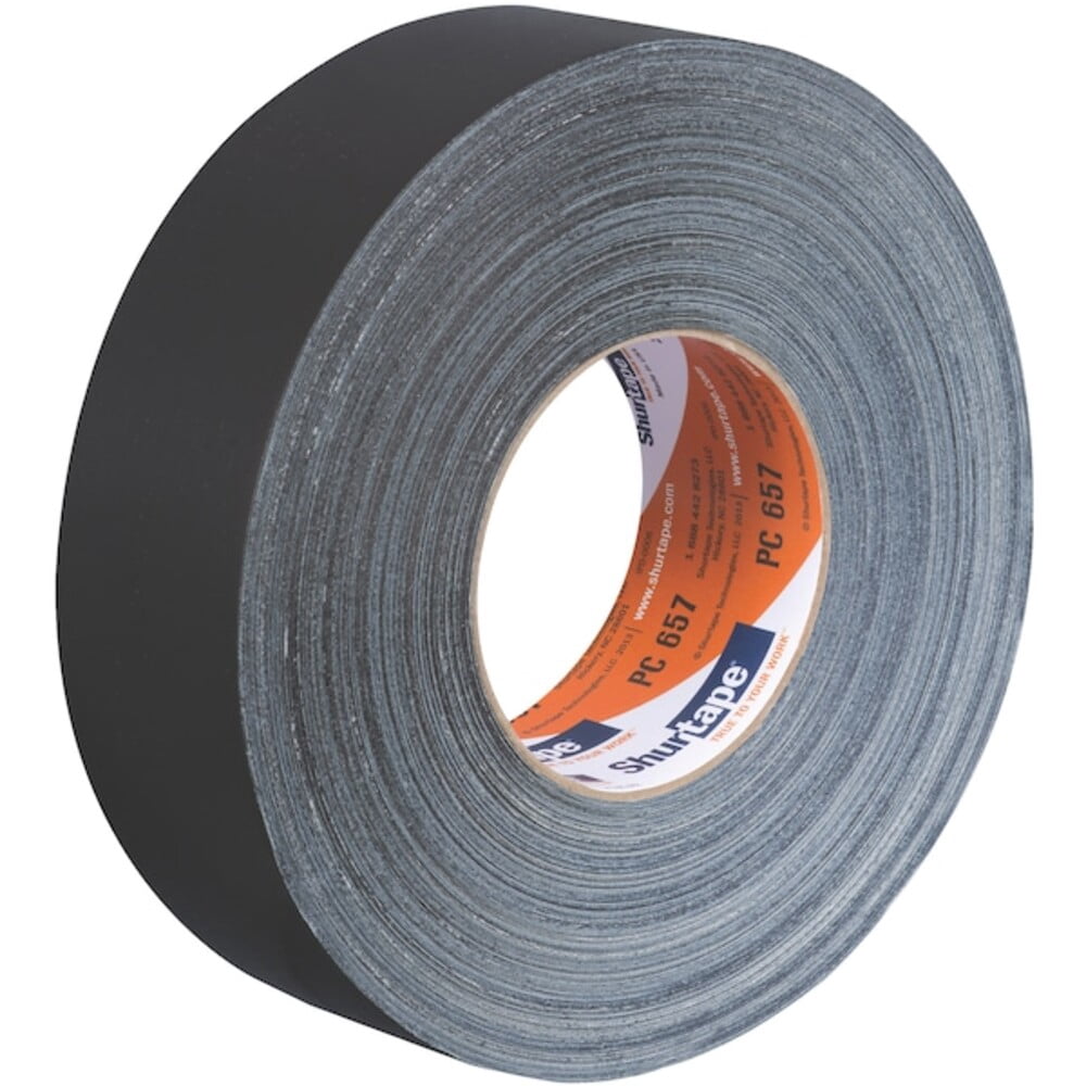 Shurtape Duct Tape, Black, 60-1/8 yd L, 1-7/8 in W 105486