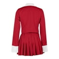 thumbnail image 5 of AWZXDE Women's Solid Color and Pleated Skirt Set with Buttoned Lapel Collar and Color-Blocked for Attire and Business Casual Red,XL, 5 of 6
