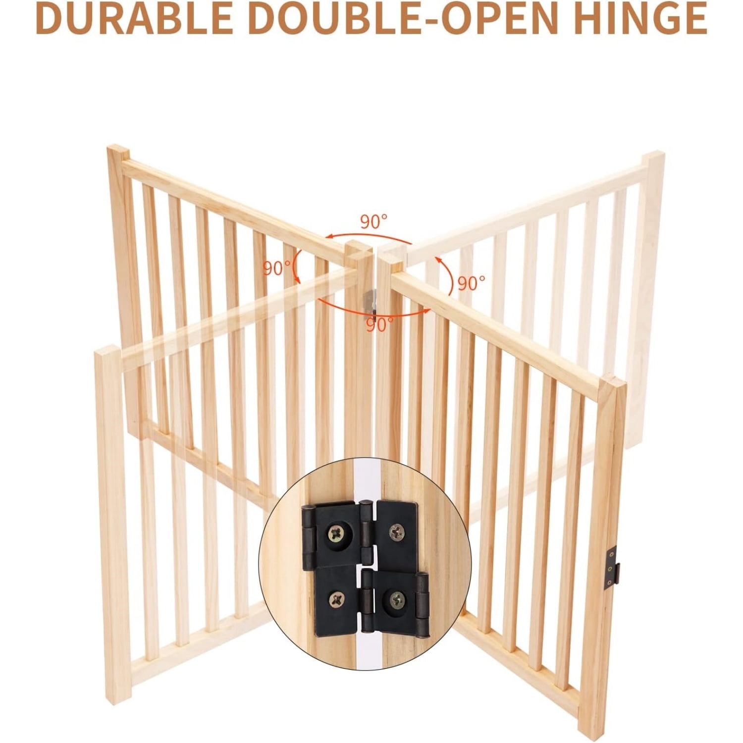 Paint-Free Wooden Freestanding Dog Gates for The House,Doorways, Stairs,Wood Dog Fences Indoor Pet Gate,Step Over Fence-4 Panel H:16.9"