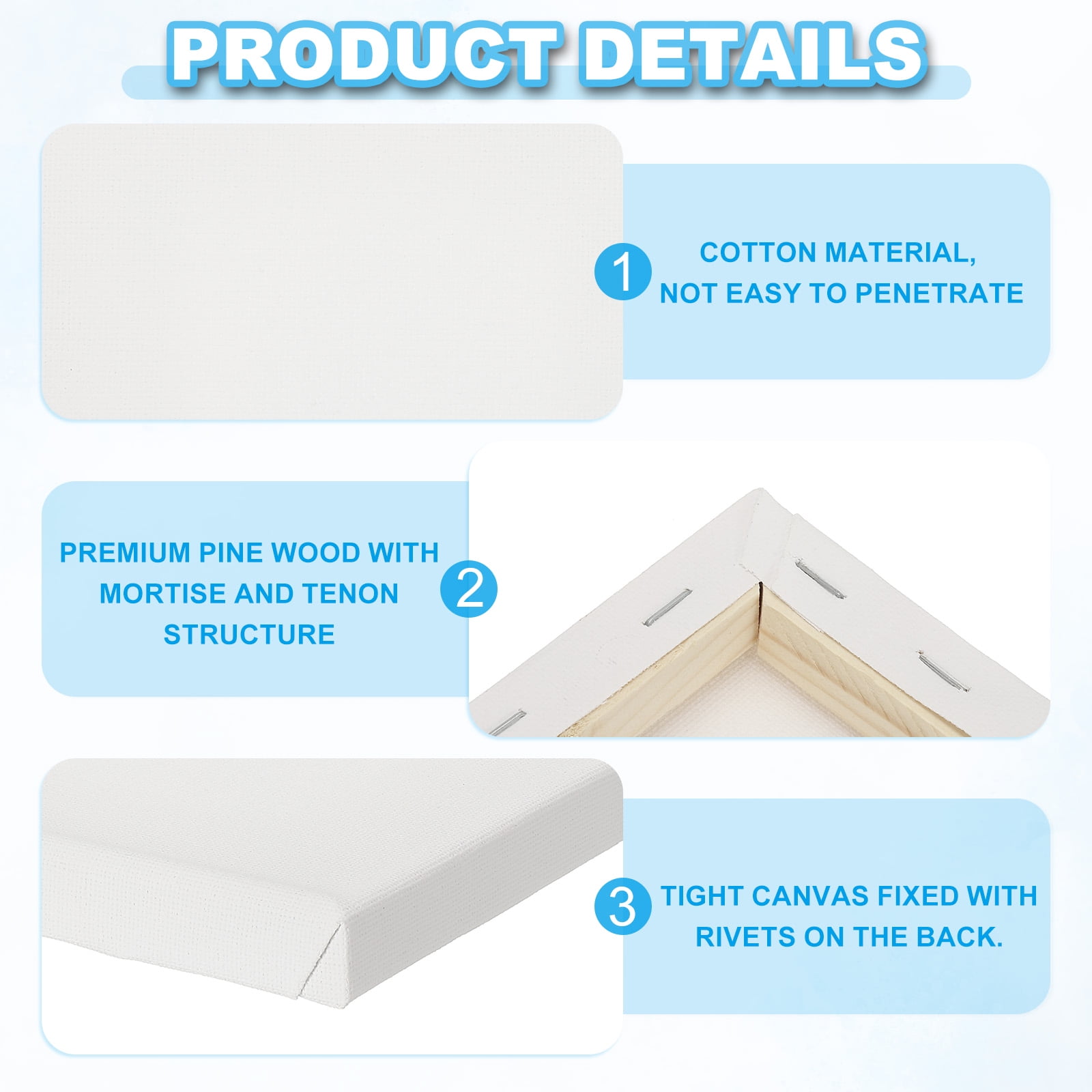 Uxcell Painting Canvas, 10 Pack 5x7" Blank Cotton Canvas Drawing Board Acrylic Oil Paint Set Art Supplies for Watercolor Oil Acrylic Gouache Tempera