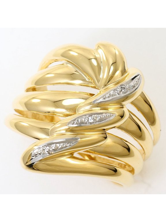 Pre-Owned PT900 Platinum 18K Yellow Gold Ring with 1 Diamond (0.02 ct), Certificate of...