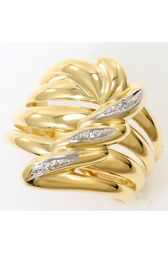 Pre-Owned PT900 Platinum 18K Yellow Gold Ring with 1 Diamond (0.02 ct), Certificate of...