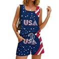 thumbnail image 4 of 2 Piece Short Sets for Women 250 Anniversary Usa Shirts and Short Sets Patriotic Tank Square Neck Sleeveless Sweatsuit, 4 of 8