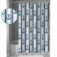 thumbnail image 4 of Summer Ocean Shower Curtain, 36" x 72", Blue Anchor White Stripes Waterproof Bathroom Curtain Washable Shower Curtain Set with 12 Hooks, 4 of 6