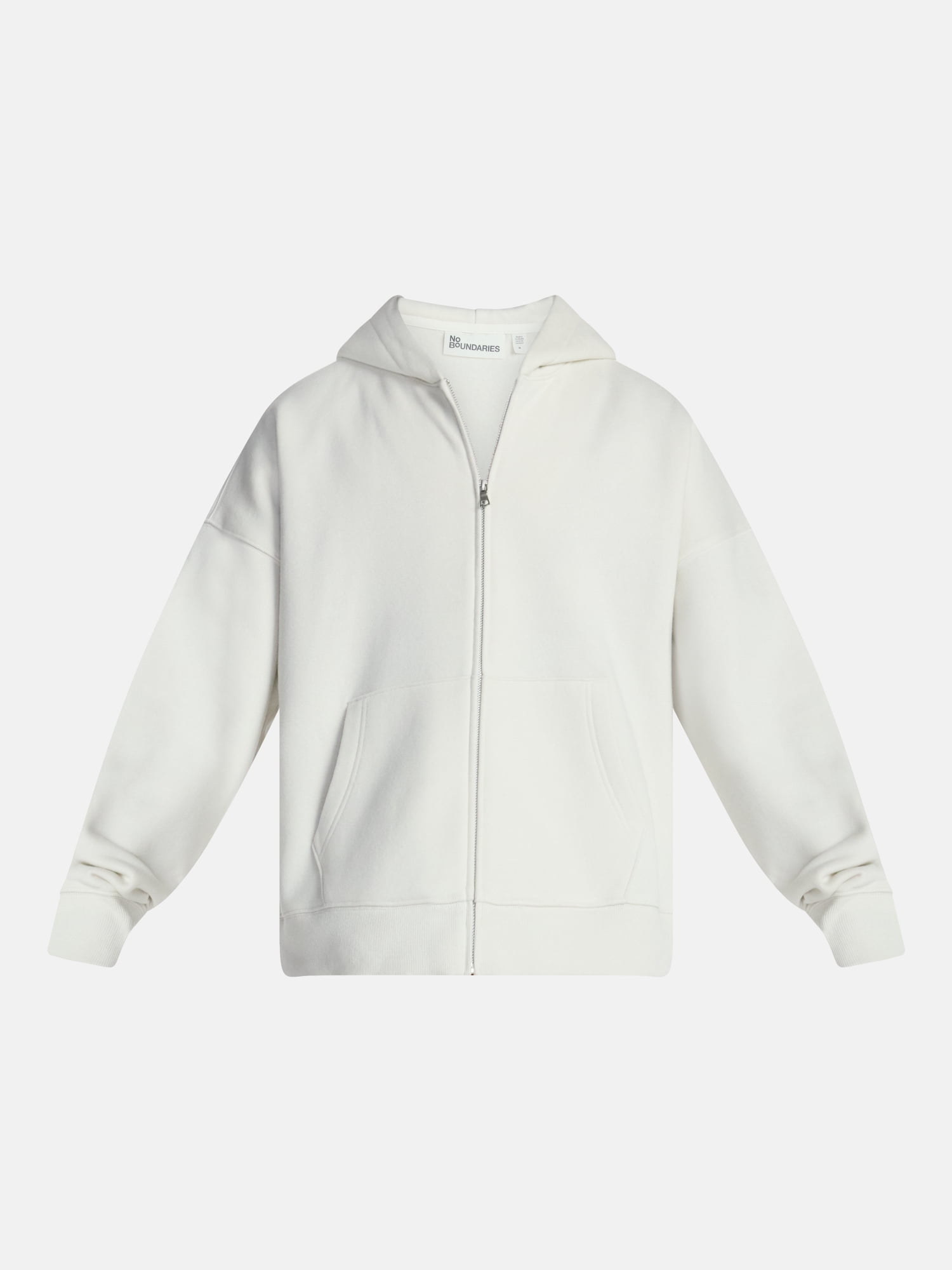 No Boundaries Boxy Oversized Fit Fleece Zip Hoodie Sweatshirt with Long Sleeves, Men's XS-4XLT