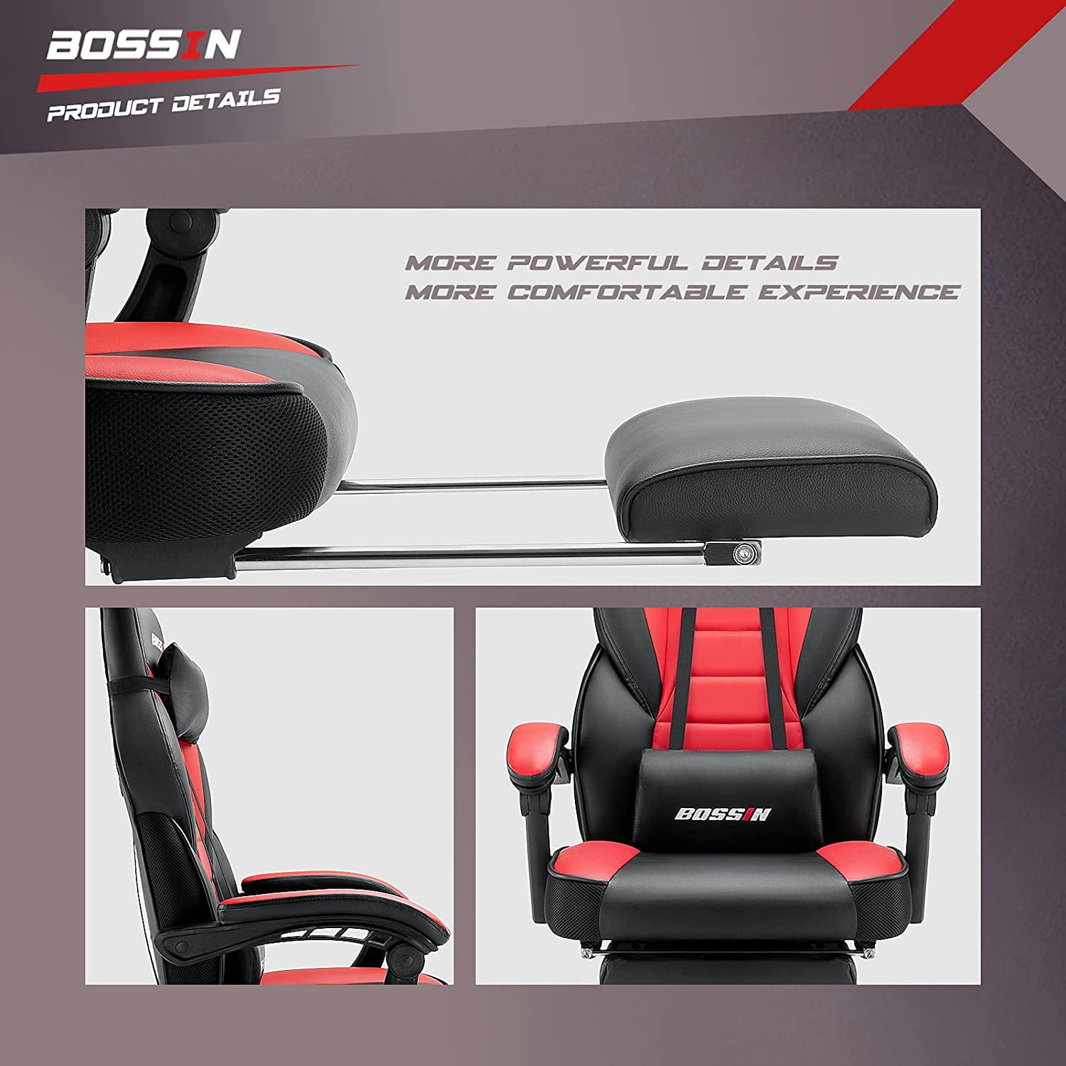 Waleaf Gaming Chair, Ergonomic Heavy Duty Design, Gamer Chair with Footrest and Lumbar Support, Large Cushion High Back Office Chair, Big and Tall Computer Chair