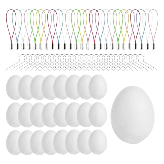 25 huevos de Pascua blancos, decoración de Pascua, huevos falsos en blanco, conjunto de manualidades DIY, pintura para decoración de fiestas,