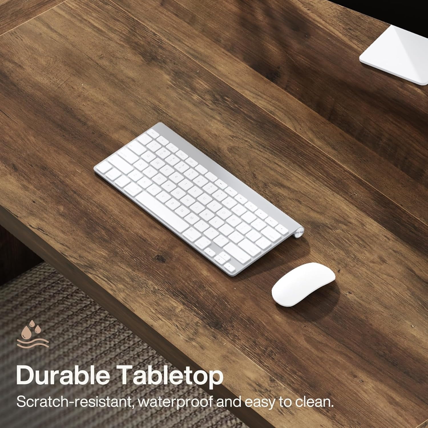 70.87-Inch Executive Computer Desk, Large Home Office Desk With Solid Wooden Pedestal, Industrial Wooden Study Writing Table, Heavy-Duty 330LBS Workstation, Rustic Brown Business Furniture