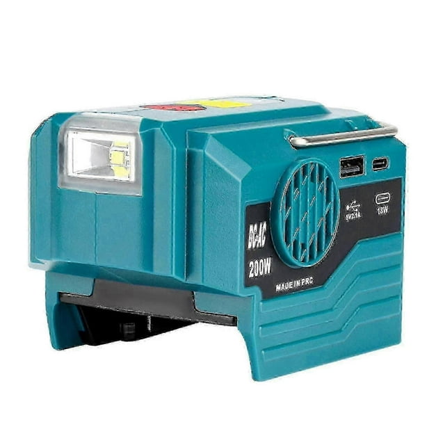 2025 Model 200W DC to AC 120V/230V Inverter for Makita 18V Battery featuring a 280LM Light
