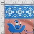 thumbnail image 2 of oneOone Polyester Lycra Medium Blue Fabric Merry Christmas Sewing Material Print Fabric By The Yard 56 Inch Wide, 2 of 5