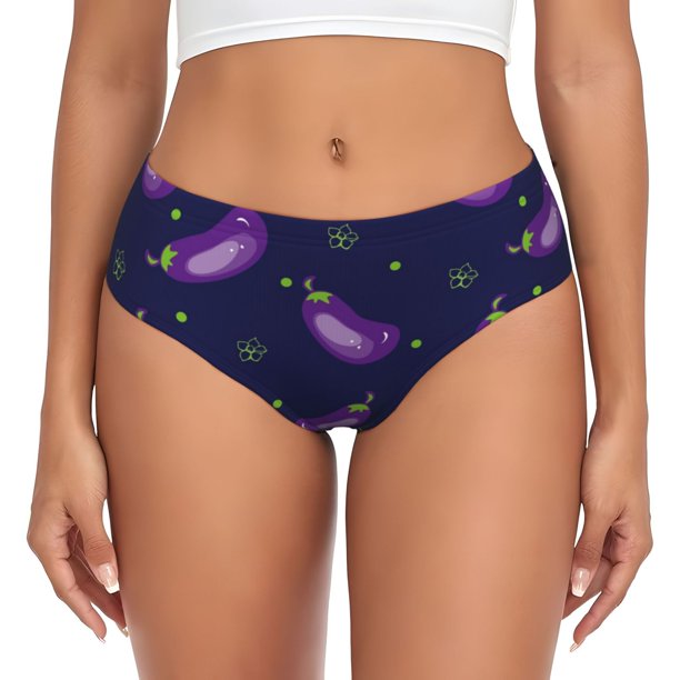 Fotbe Eggplant Calzones Estampados para Mujer – Ropa Interior de Algodón, Cómoda, Suave y Elástica-4X-Large