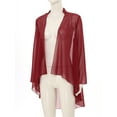 thumbnail image 4 of CHICTRY Women Chiffon Long Sleeve Cardigan Open Front Casual Shrug Bride's Mother Formal Coat Burgundy S, 4 of 6