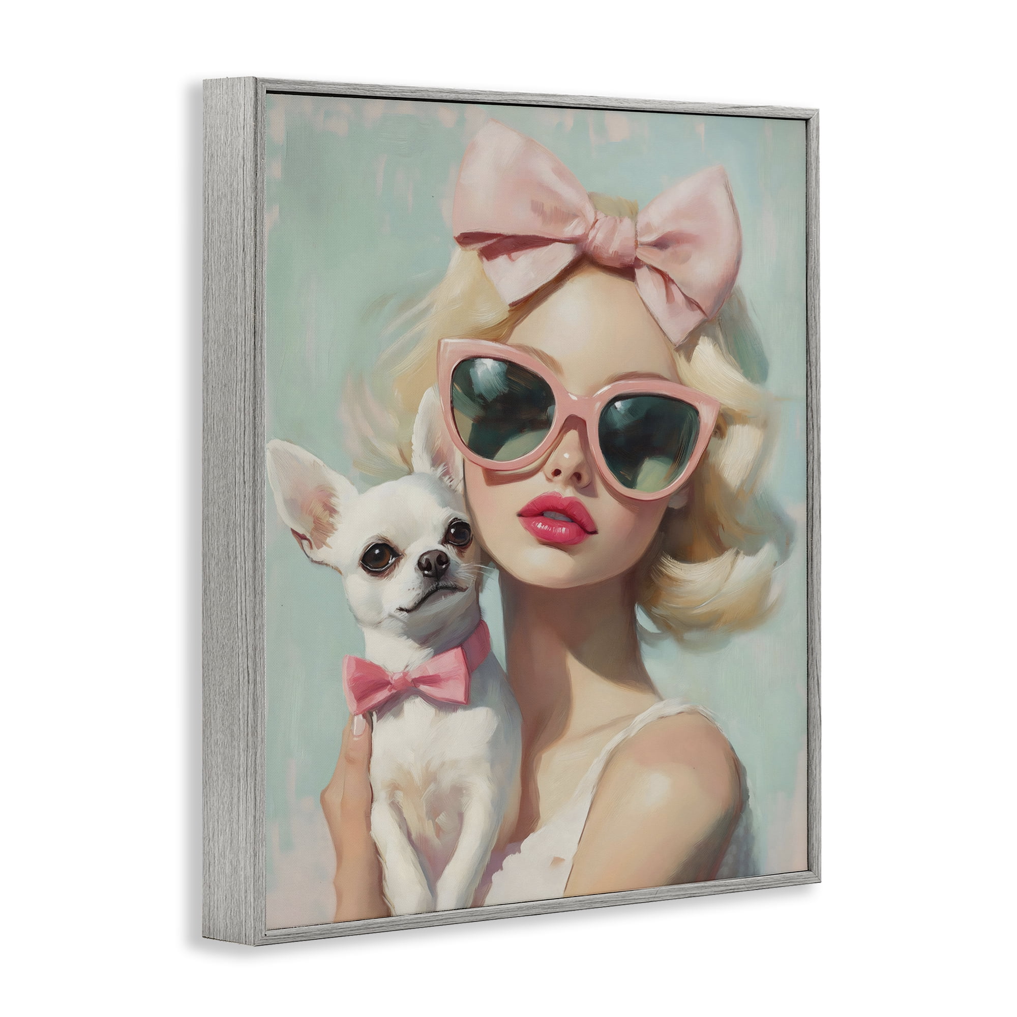 Stupell Industries Girl with Chihuahua Gray Framed Giclee Art, design by The Prints Vibe